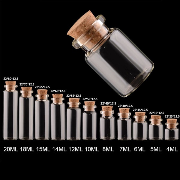 Mini Små Korkpropp Glasflaskor Flaskor Burkar Flaska Hantverk Pe TransparentC 22*35*12.5