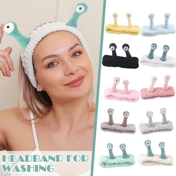 Cartoon Big Eye Snail Headband Elastic Hair Band Wash Face Hairb Rice white One-size