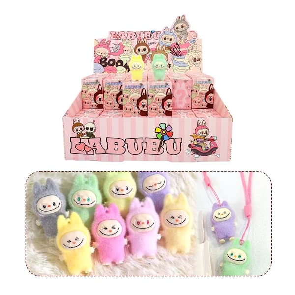 Tecknad Labubu Resin Flocking Docka Blind Box Hänge Söt Bok B First generation 1pcs