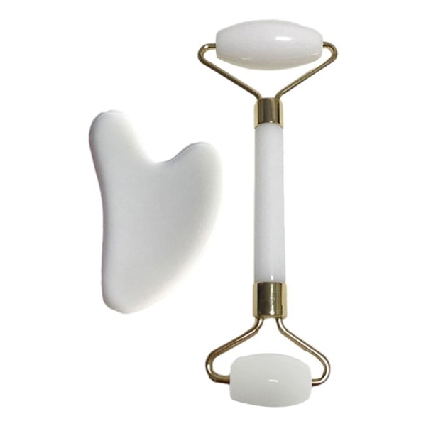Jade Roller & Gua Sha Ansikte Kropp Terapi Massager Sten Set green 2pcs