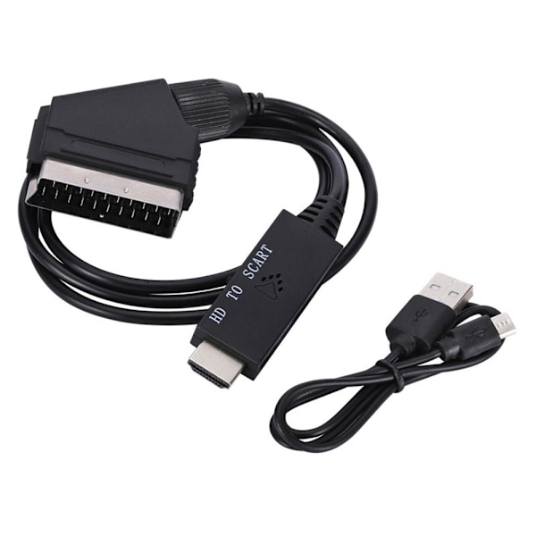 Bärbar HDMI till SCART-omvandlare kabel video ljudadapterkabel hd to scard one-size