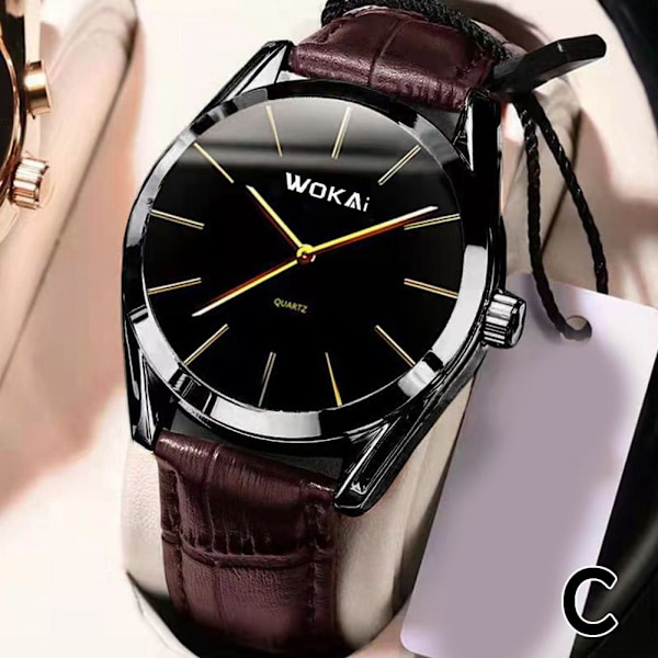 Wokai Herrar Business Lyx Bälte Klocka Sport Analog Kvarts Klocka Black Brown