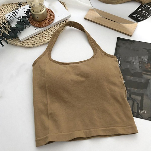 Linne, rygglöst med inbyggda bh-inlägg, Sling Vest Top Q9C7 J5 Khaki One size