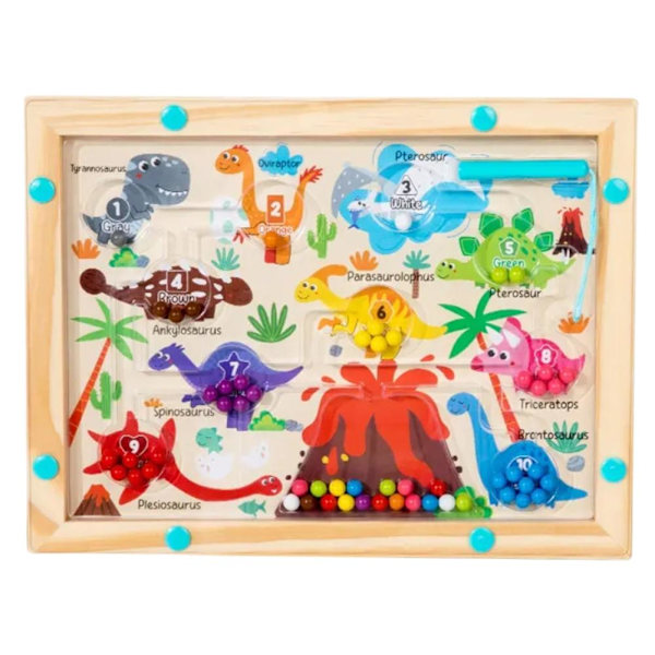 Magnetisk färg- och nummerlabyrintbräda för småbarn - Räknepussel Dinosaur 1pcs