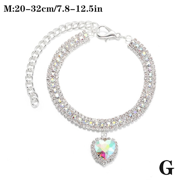 Halsband för husdjur, tre rader med färgade strass, halsband, smycken, katt, hund A Polychromatic M