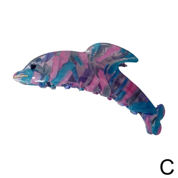 Söta hårklämmor i form av delfin, stora halkfria med starkt grepp blue pink one-size
