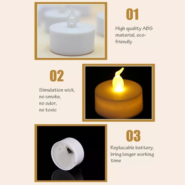 CZQIKEDA Tealights, 1/18/25 st batteridrivna flamlösa LED-te flashing yellowA One-size