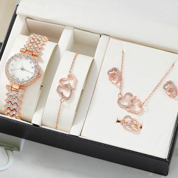 5 ST Fashion Klocka med Strass Smyckesset B7W6 R5A8 O1K1 R Rose Golden One size