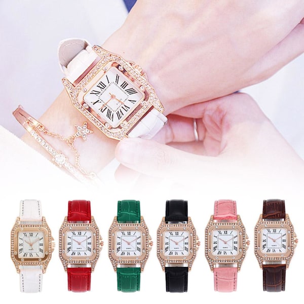 Dam Quartz Klocka Fyrkantig Form Mode Retro Stil Damklocka Red One size