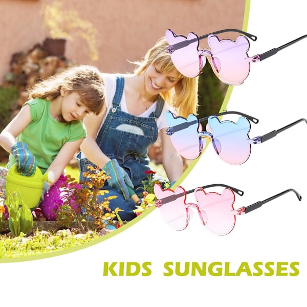 Flickor Pojkar Bågformade Solglasögon Tecknad Björn Barn Utomhus Sol blue+pink one-size