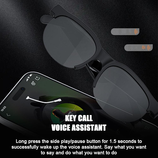 Smarta Trådlösa Bluetooth Solglasögon, Smarta Glasögon, Bluetooth Sol