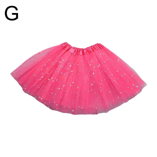 Glittrig Meshkjol för Barn Flickors Dansuppvisningskjol Hal Rose 1pcs