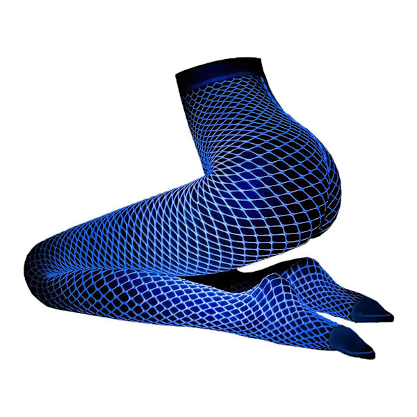 Blå mesh-jumpsuit med alternativ för öppen och stängd gren samt fluor Blue light effectA open-crotch