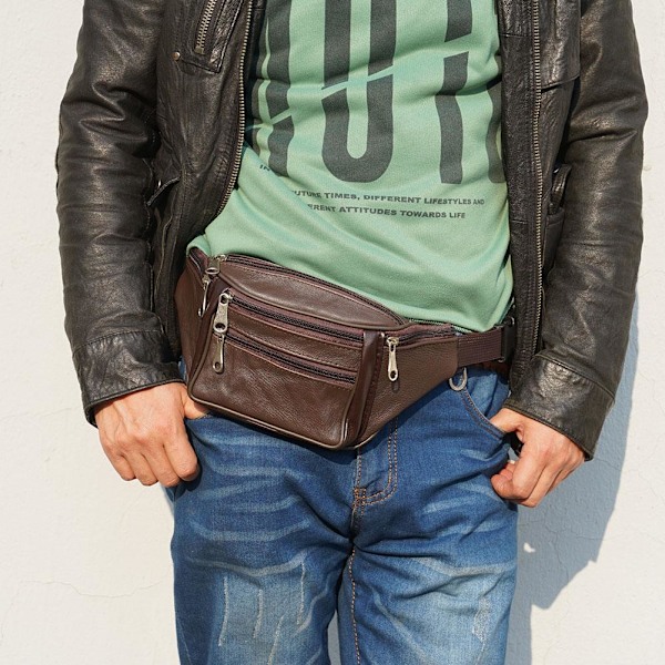 Herr Casual Utomhus Midjeväska Mode Plånbok Ficka Business S7Q3 5 black One-size