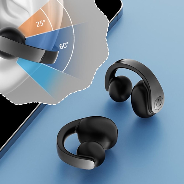 Trådlösa hörlurar Clip On Bluetooth 5.4 Öppna Öra Hörlurar Black 1 set