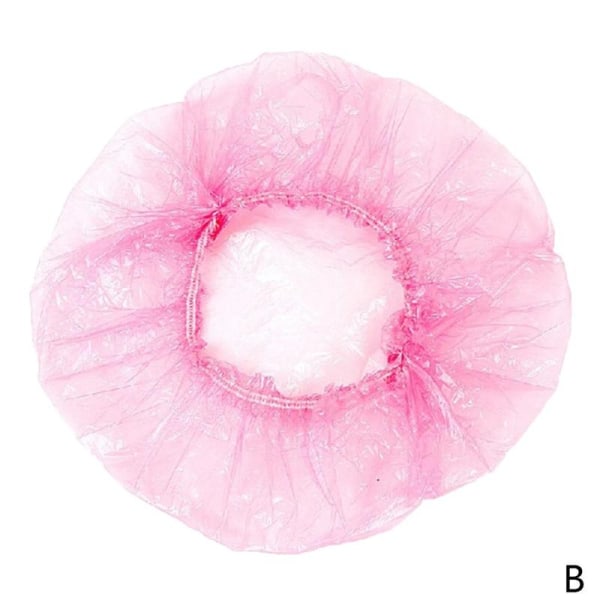 10-100st duschmössor Badelastisk Klart hårvårdsskydd pink one-size