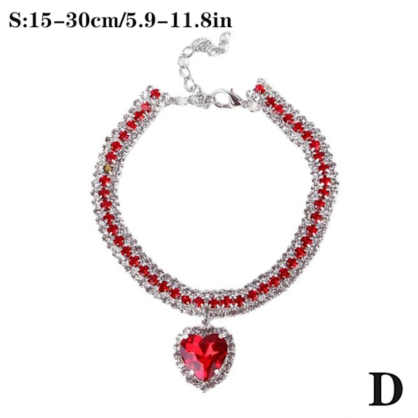 Halsband för husdjur, tre rader med färgade strass, halsband, smycken, katt, hund A Red S
