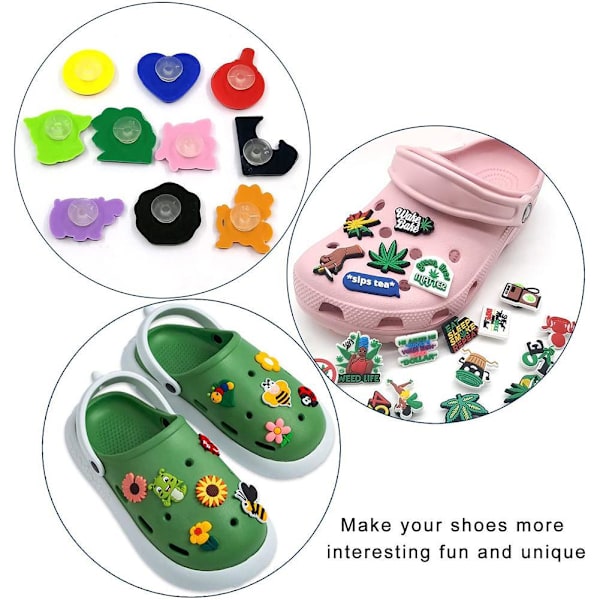 100 st DIY plast knappar svarta dekorationer för skor Croc spänne transparent 100 pcs