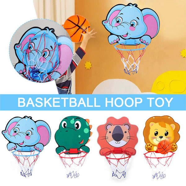 Barn Barn Inomhus Mini Basketkorg Nät Leksak Pump Monterad Vägg elephant 34*30cm