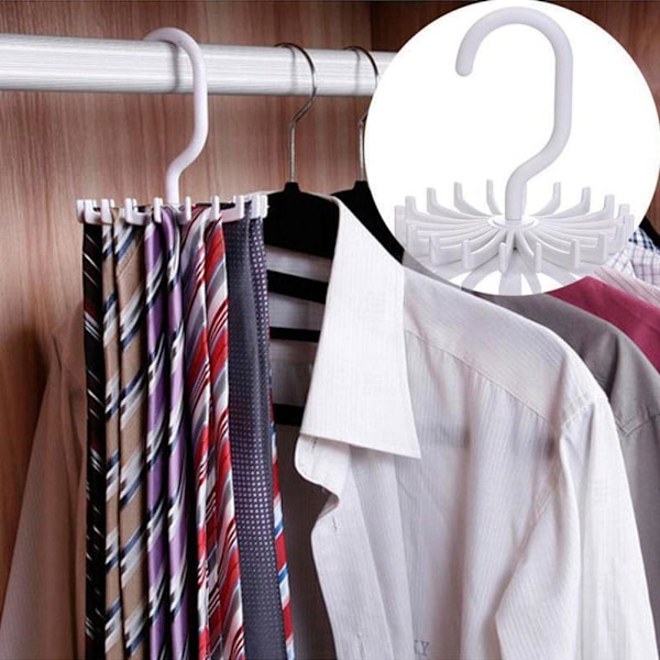 SLIPS HÄNGARE RACK ROTERANDE BÄLTE GARDEROB ORGANISATÖR HÅLLARE 360º black One-size