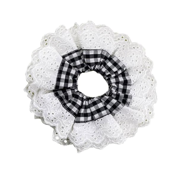 Ins Lolita Lace Scrunchies Blommig Temperament Hårrep Stor La whiteC four floors