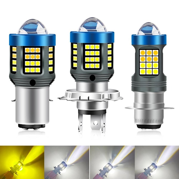 LED Motorcykelstrålkastare H4 BA20D P15D Vit/Gul Ultra Hög B White P15D One size