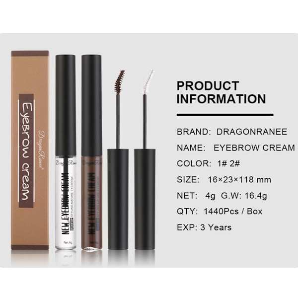 Transparent Ögonbrynsgel Vattentät Svettbeständig Ögonbrynsstyling Gl 02 dark coffee 6g