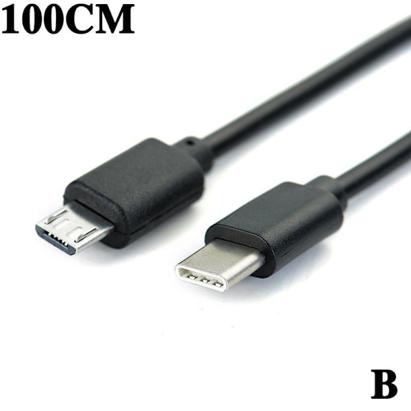 1X USB-C Typ C till Micro USB Hane Synk OTG Laddning Dataöverföring blackB 1m