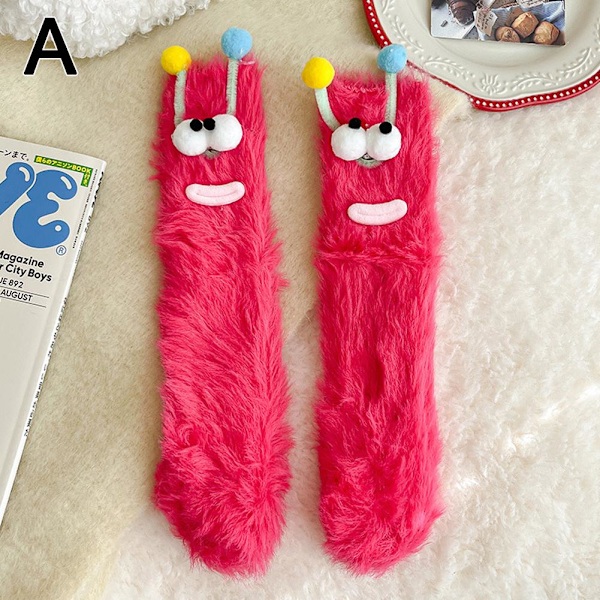 Japanska KAWAII Rumssockor Varma Plysch Mellanhöga Strumpor Flerfärgade Green One size