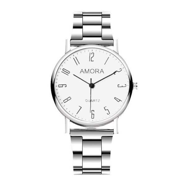 Klocka för män Ej vattentät Original Rostfritt Stål Quartz Bla Silvery White Number
