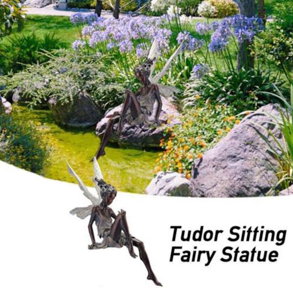 Tudor & Turek Sittande Fé Staty Trädgårdsdekoration Gårdskonst Deco
