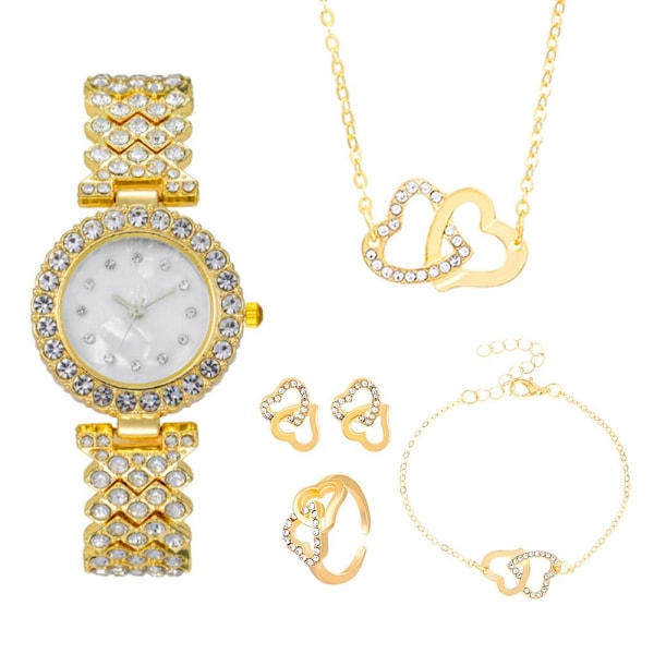 5 ST Fashion Klocka med Strass Smyckesset B7W6 R5A8 O1K1 R Golden One size