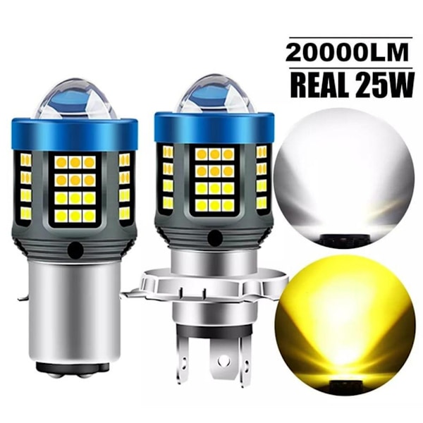 LED Motorcykelstrålkastare H4 BA20D P15D Vit/Gul Ultra Hög B White P15D One size