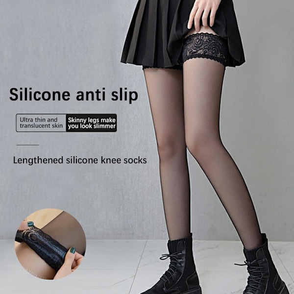 Ultratunna Rena Oelastiska Nylonstrumpor Sexiga Siden Retro Lårhöga black one-size