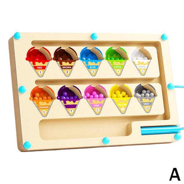 Magnetisk färg- och nummerlabyrintbräda för småbarn - Räknepussel ice cream 1pcs