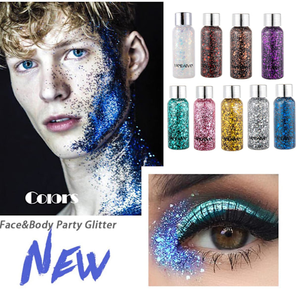 Glitter Iridescent Ansikte Kroppsmålning Smink Gel Natt Party Festi 1 35g