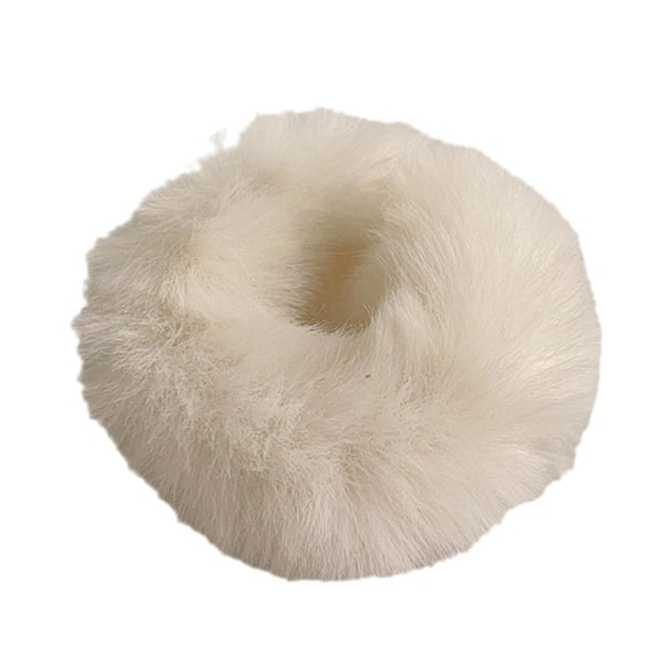 Dam Tjej Fluffig fuskpäls Furry Scrunchie Elastiska Hårringar Ro black one-size