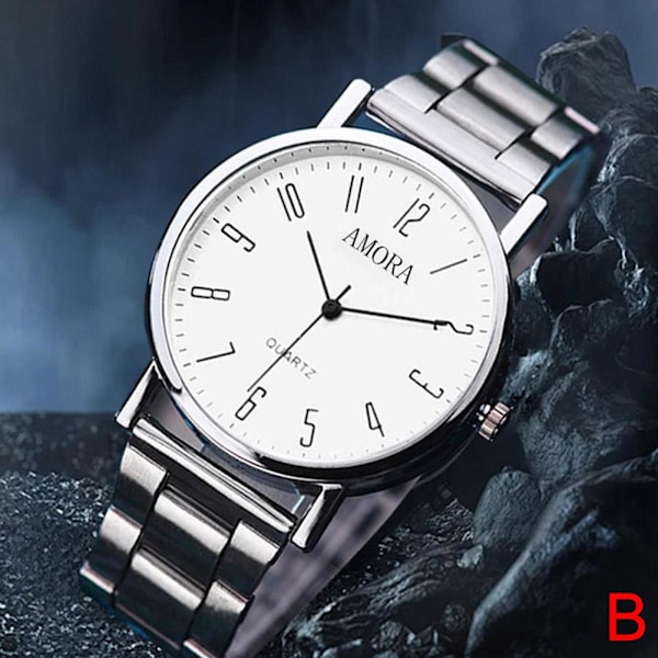Klocka för män Ej vattentät Original Rostfritt Stål Quartz Bla Silvery White Number