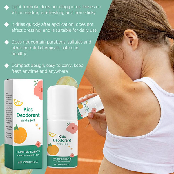 Naturlig Deodorant för Barn & Tonåringar, Kroppsdeodorant för BarnA