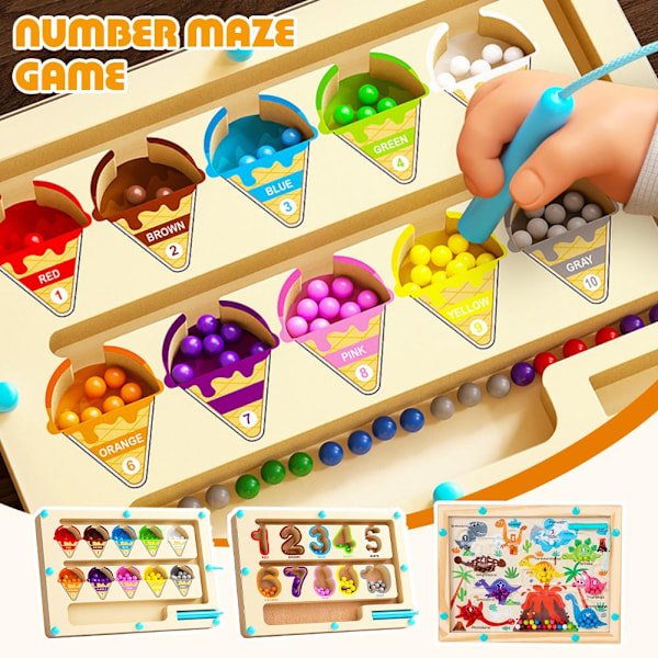 Magnetisk färg- och nummerlabyrintbräda för småbarn - Räknepussel number 1pcs