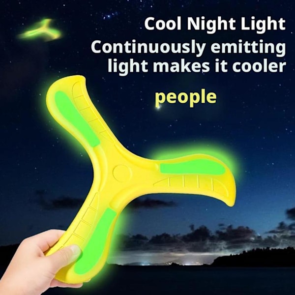 Boomerang Självlysande Flygande TeFat Mjuk Återvinningsbar för Barn Yellow 1pcs