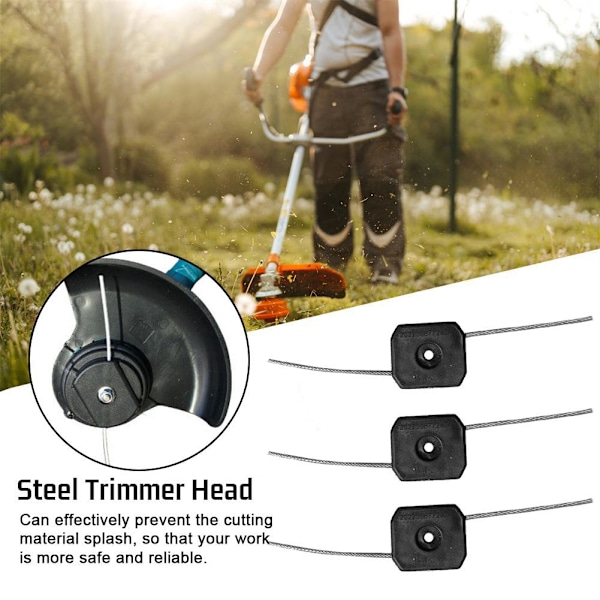 Grästrimmerhuvud med snöre för borste, Strimmer, Ståltrim 3pcs 3pcs