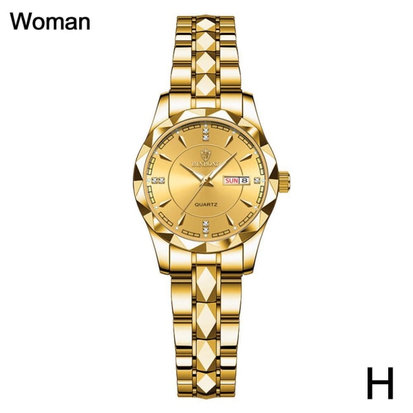 Vattentät watch i rostfritt stål Quartz Luminous Business Wr Gold Woman
