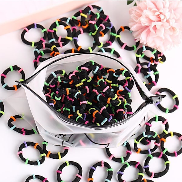 100 st/parti Barn Små Hår Rep Scrunchy Elastisk Flickor Gummi Band Hår Band pure black One-size