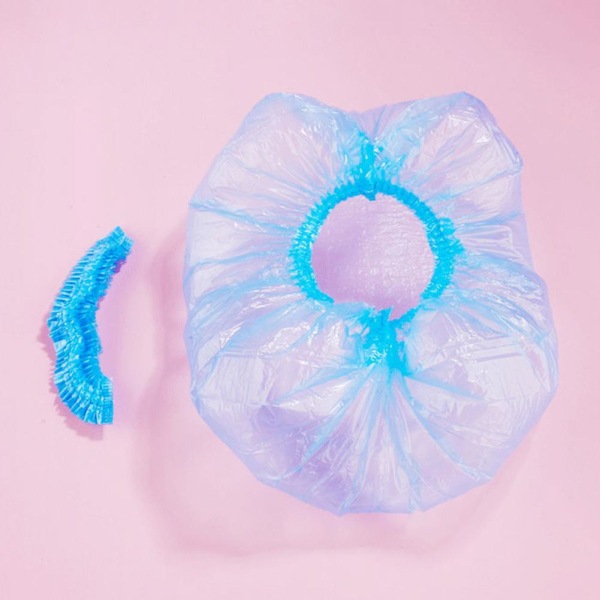 10-100st duschmössor Badelastisk Klart hårvårdsskydd pink one-size