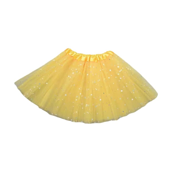 Glittrig Meshkjol för Barn Flickors Dansuppvisning Kjol Hal Yellow 1pcs