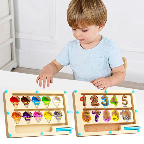 Magnetisk färg- och nummerlabyrintbräda för småbarn - Räknepussel ice cream 1pcs