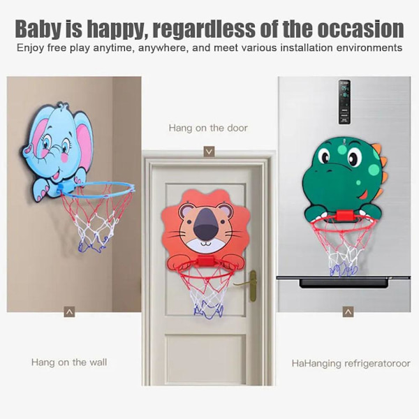 Barn Barn Inomhus Mini Basketkorg Nät Leksak Pump Monterad Vägg dinosaur 34*30cm