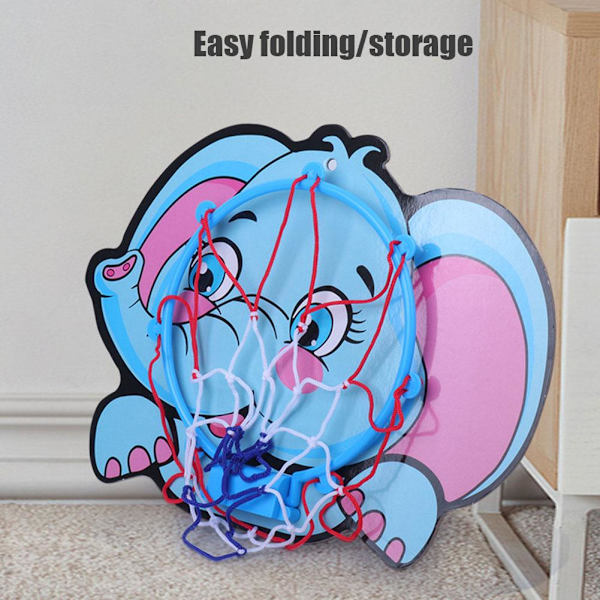 Barn Barn Inomhus Mini Basketkorg Nät Leksak Pump Monterad Vägg elephant 34*30cm