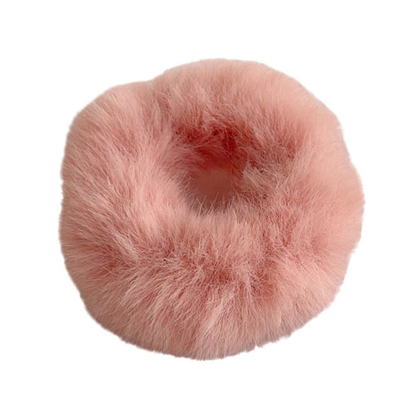 Dam Tjej Fluffig fuskpäls Furry Scrunchie Elastiska Hårringar Ro peach one-size